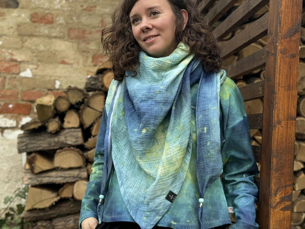 Mermaid Grunge  Eigenproduktion von Graustufen-Stoffe
